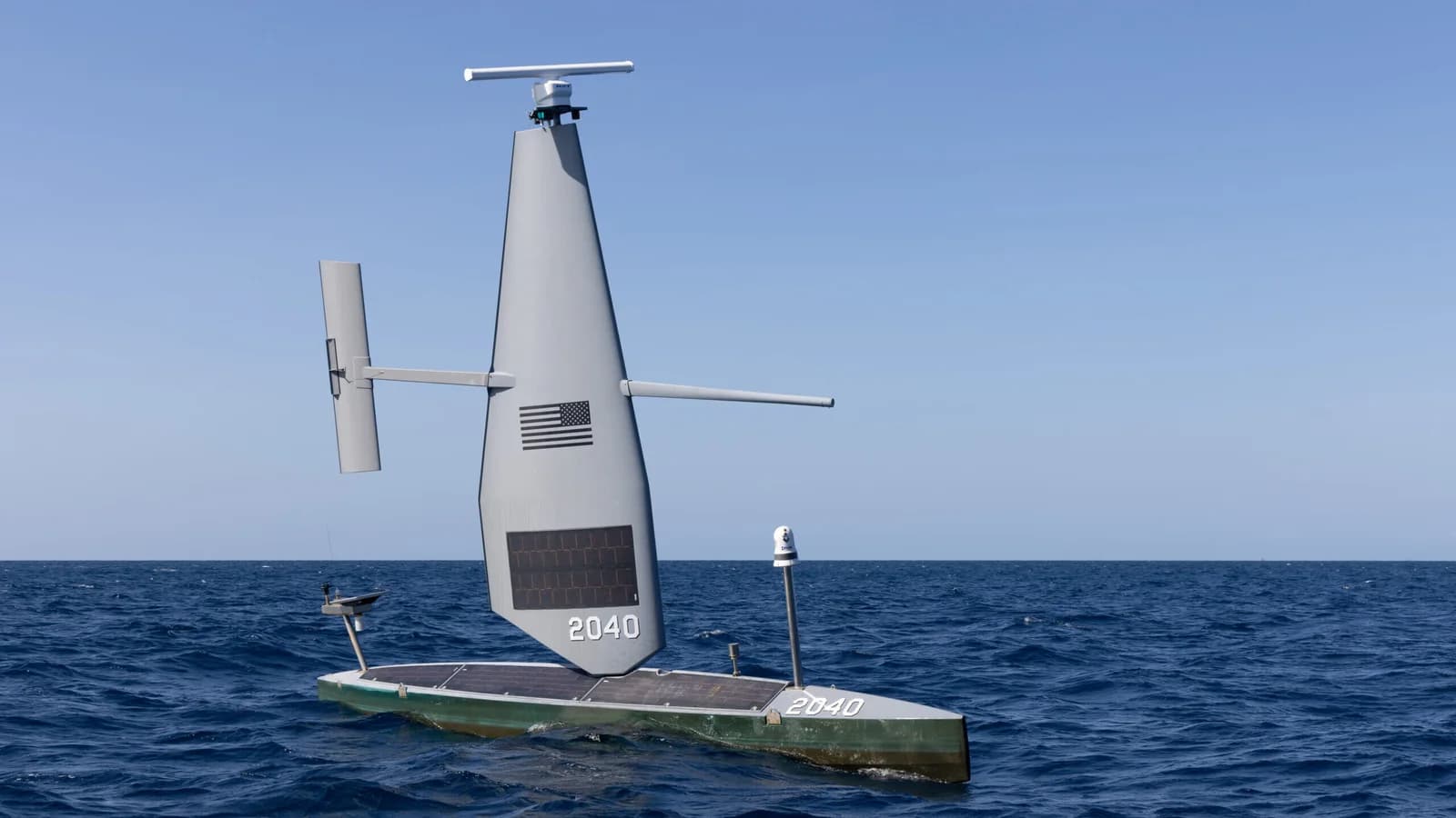 Saildrone Voyager unmanned surface vessel operating at sea