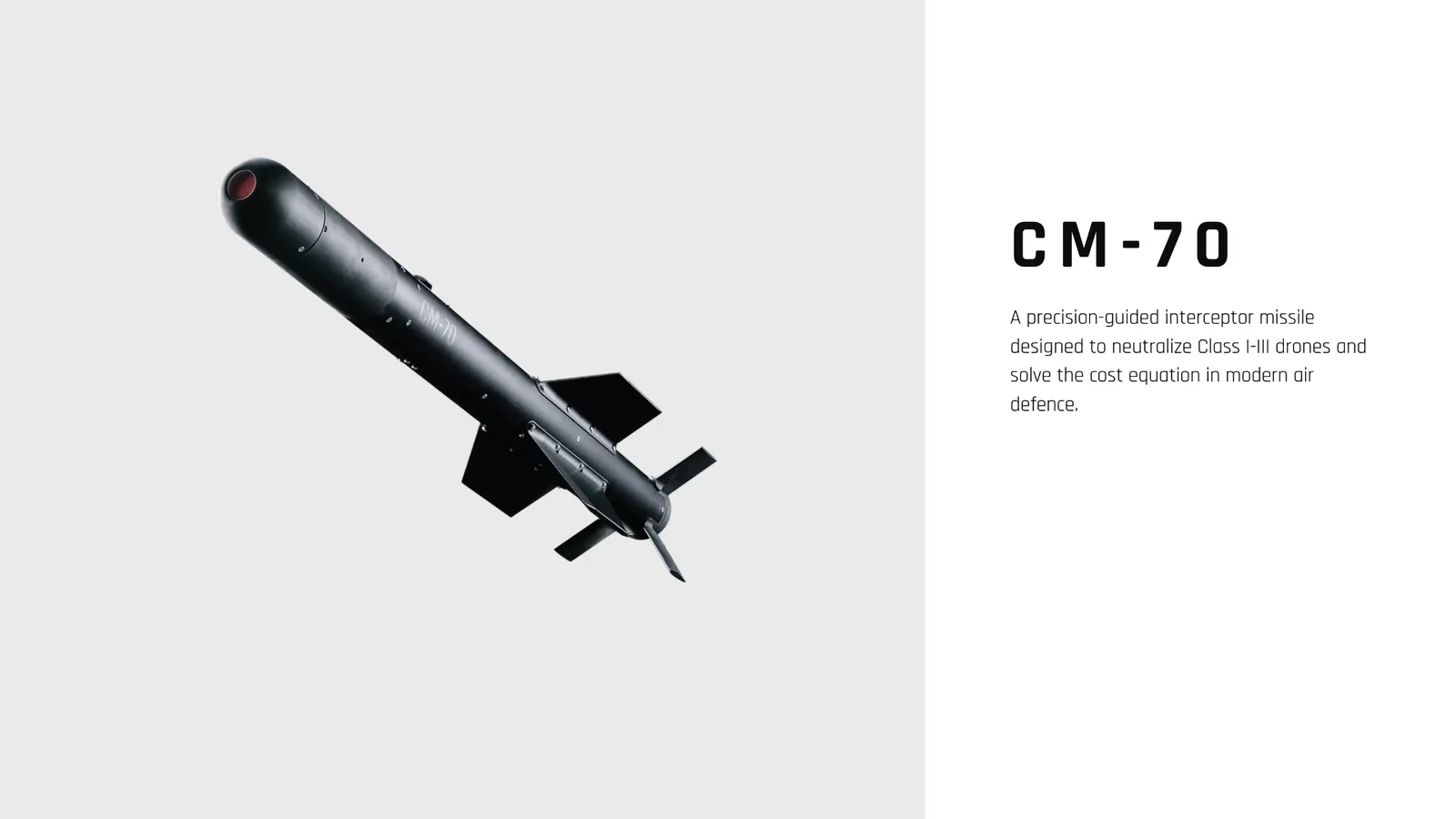 North Vector Dynamics CM-70 counter-drone interceptor missile