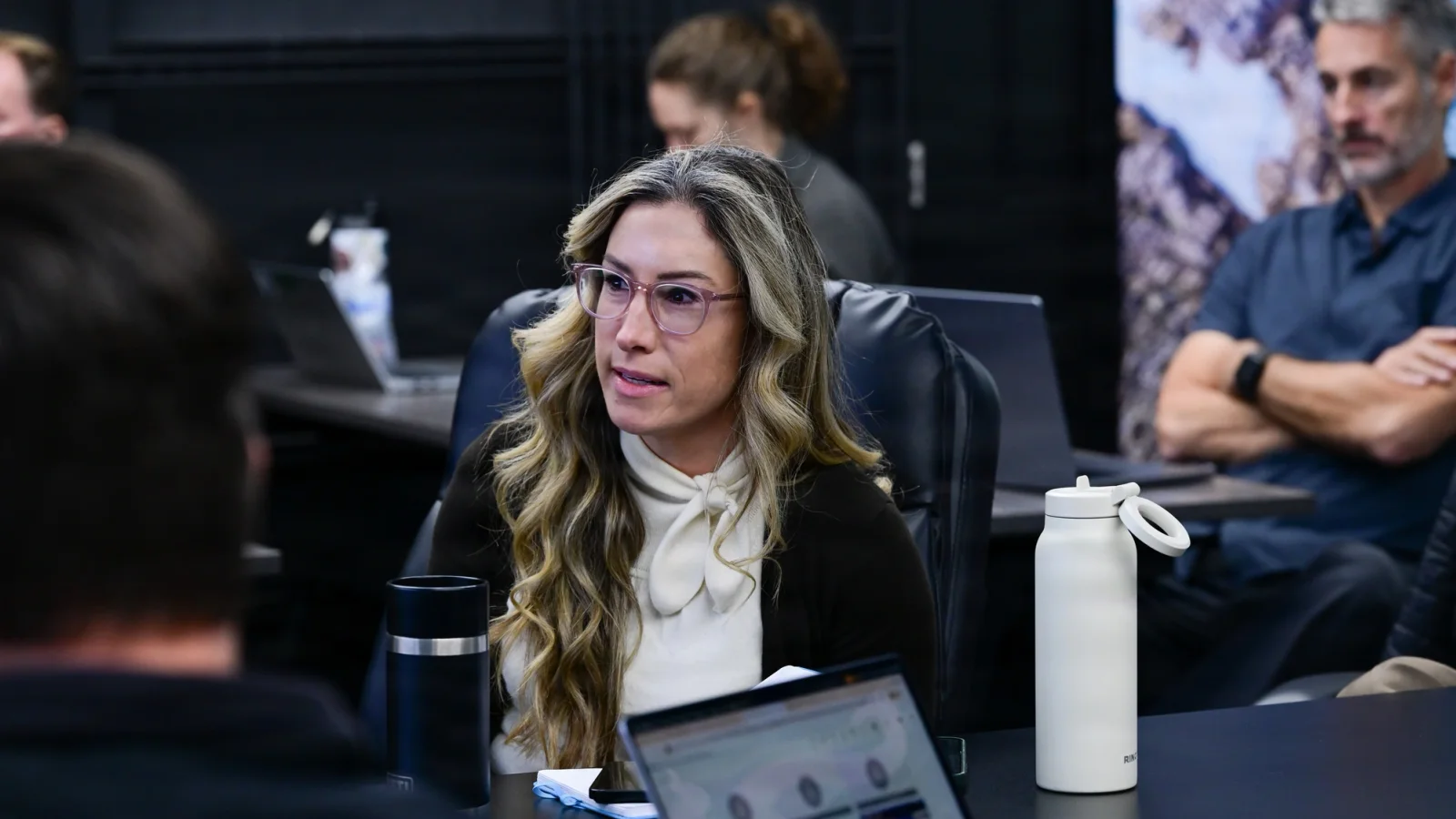 Jamie Lukos speaks during a January 2026 REPMUS industry planning session at Fathomwerx Lab