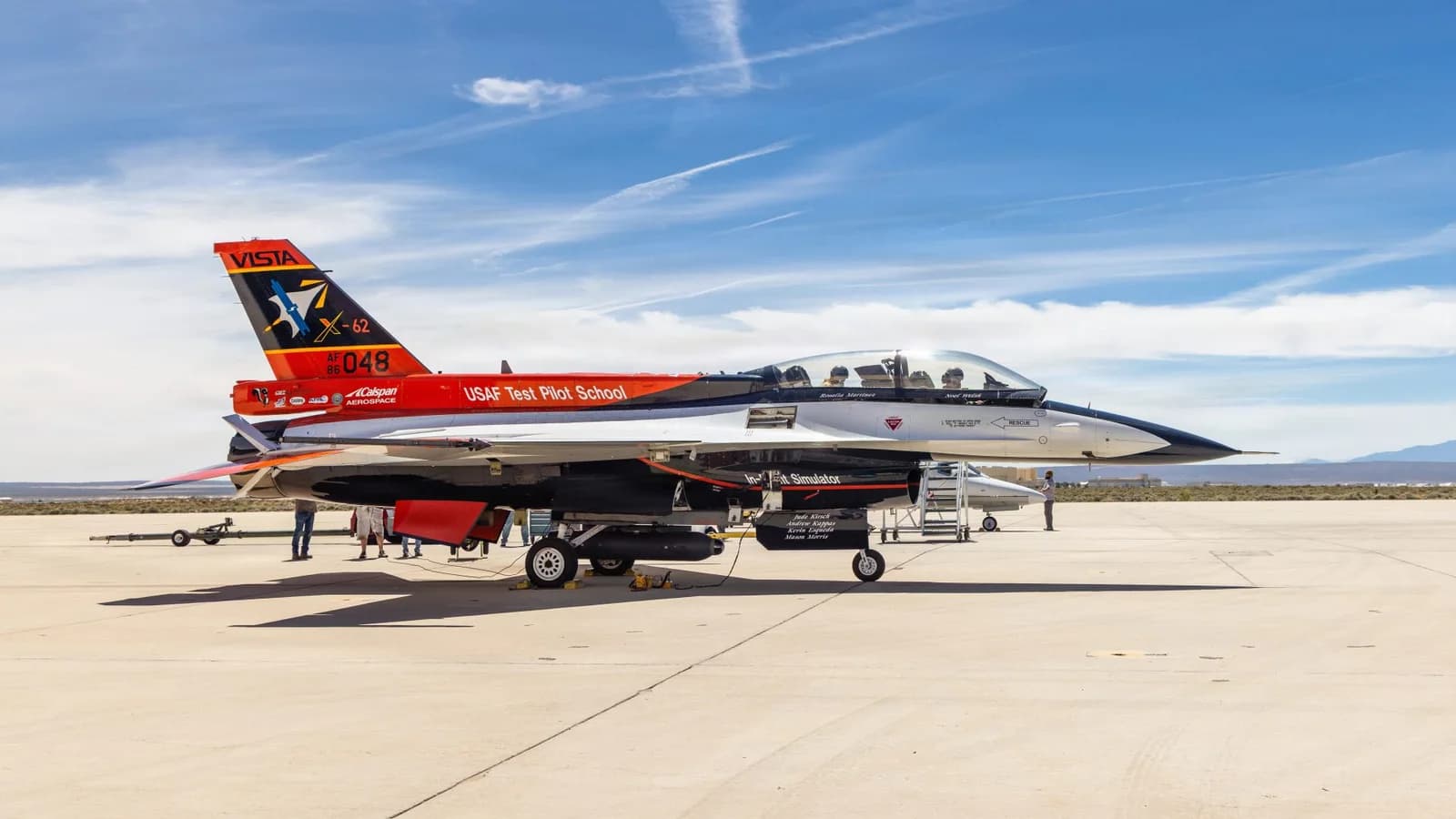 X-62 VISTA test aircraft on the ramp at Edwards Air Force Base