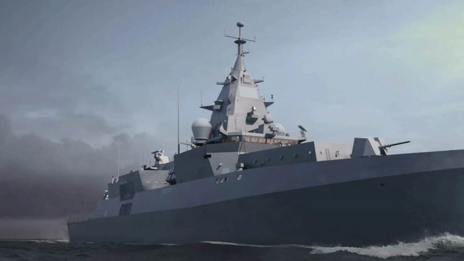 Rendering of a German Navy MEKO A-200 frigate underway at sea
